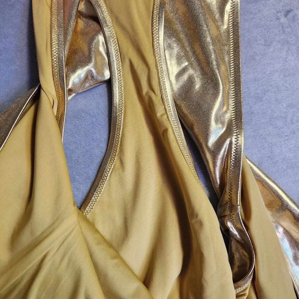 SKIMS Metallic Gold 👑 One Piece Swimsuit Swimwear Bathing Suit XL 2X Rare